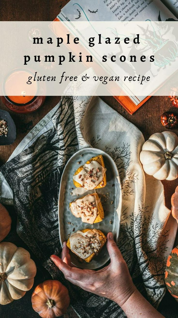 Healthier Gluten-Free Vegan Pumpkin Scones with Creamy Maple Glaze